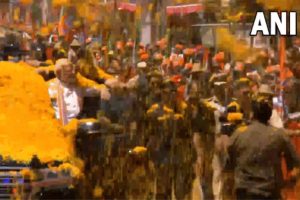 PM Narendra Modi holds mega roadshow in Karnataka’s Mandya, locals shower flowers