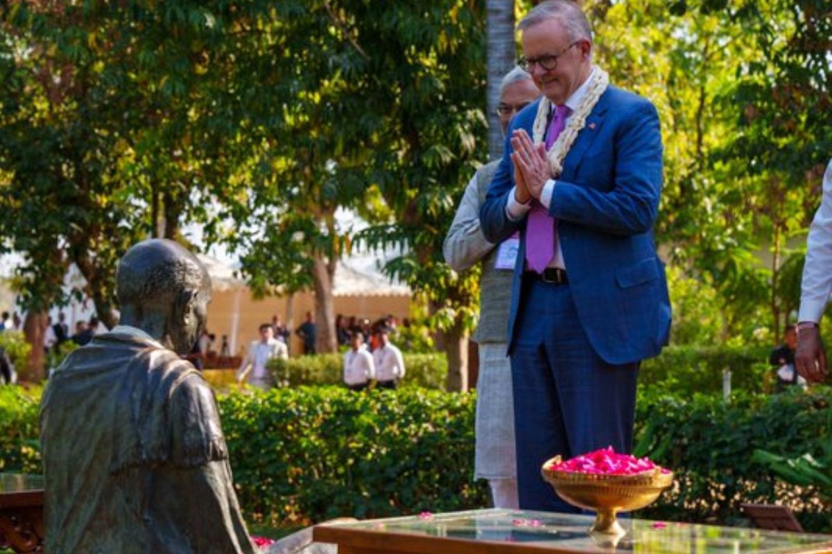 Australian PM Anthony Albanese visits Sabarmati Ashram, pays tributes to Mahatma Gandhi