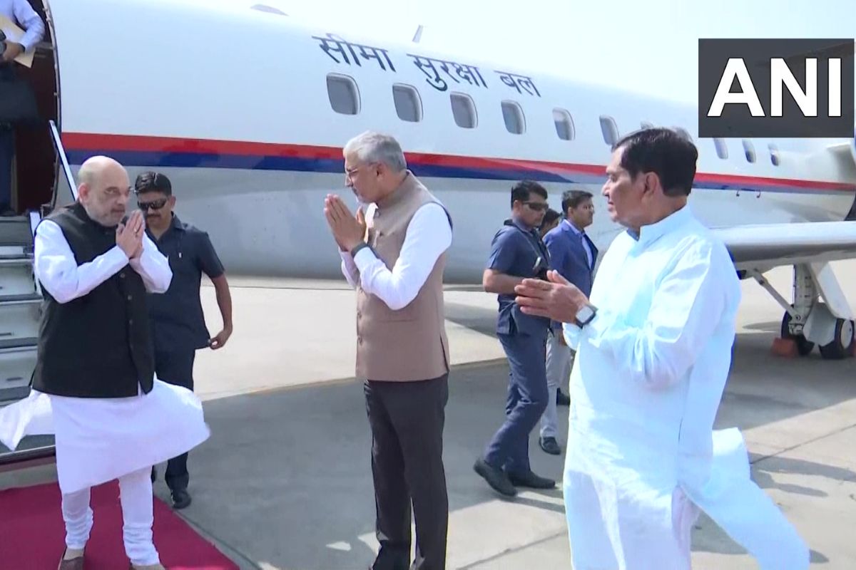 Union Home Minister Amit Shah arrives in Gujarat’s Gandhinagar