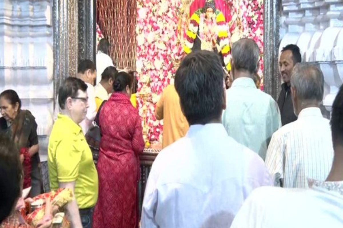 Devotees offer prayers at Delhi’s Chhatarpur Temple on eighth day of Navratri