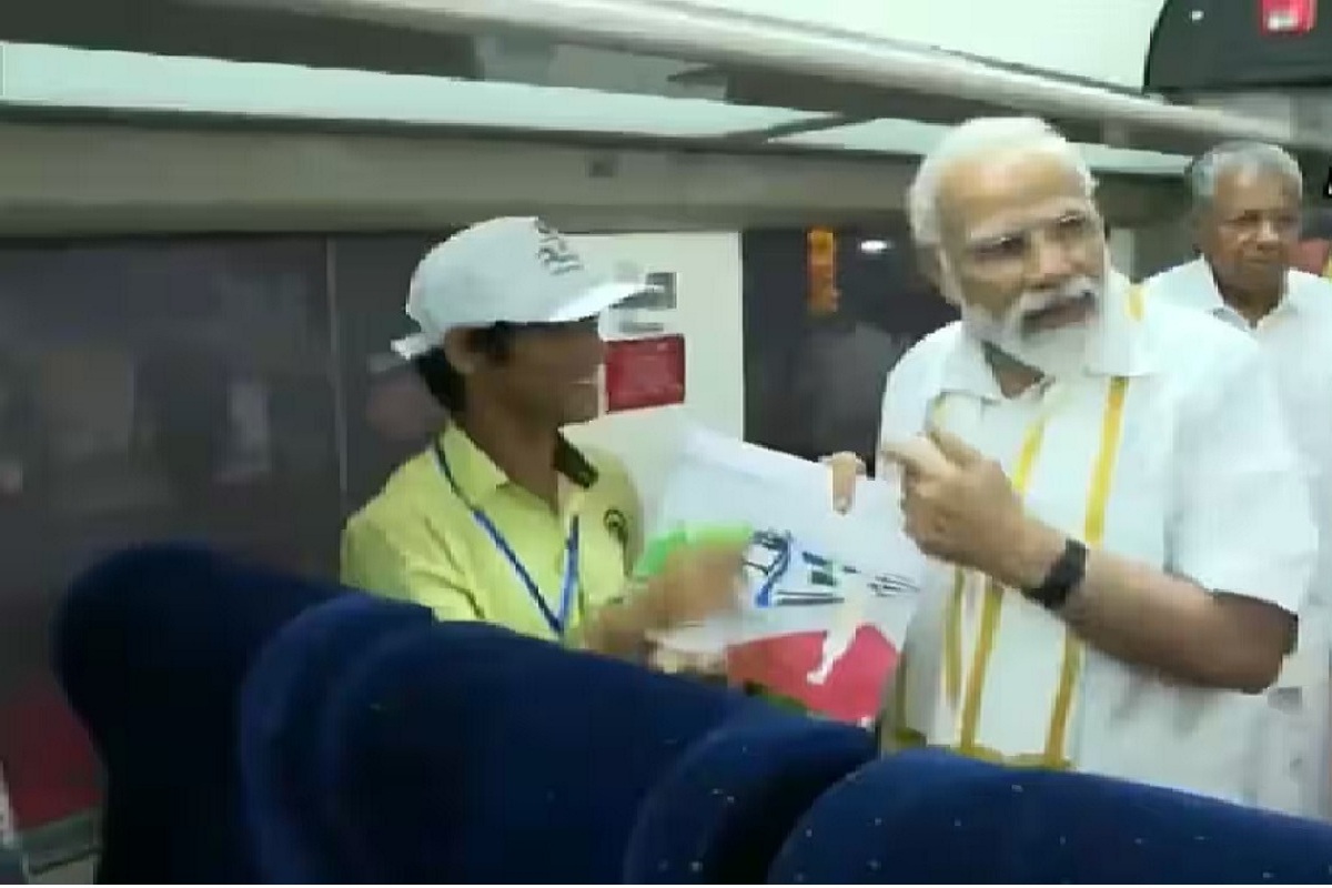 PM interacts with students onboard Kerala’s first Vande Bharat train