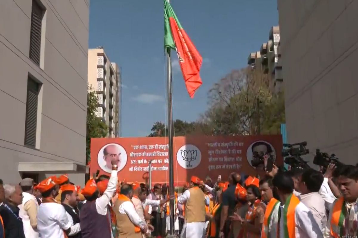 Delhi: JP Nadda hoists party flag at BJP headquarters on party’s 44th Foundation Day