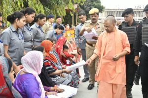 Yogi listens to problems of people at Janata Darshan in Gorakhpur