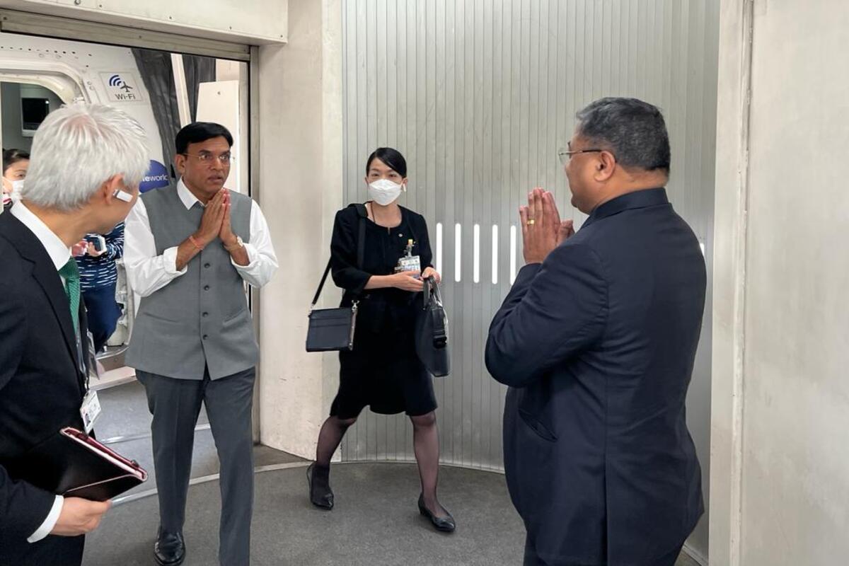 Union Minister Mansukh Mandaviya arrives in Nagasaki City, Japan for G7 Health Ministers’ Meeting
