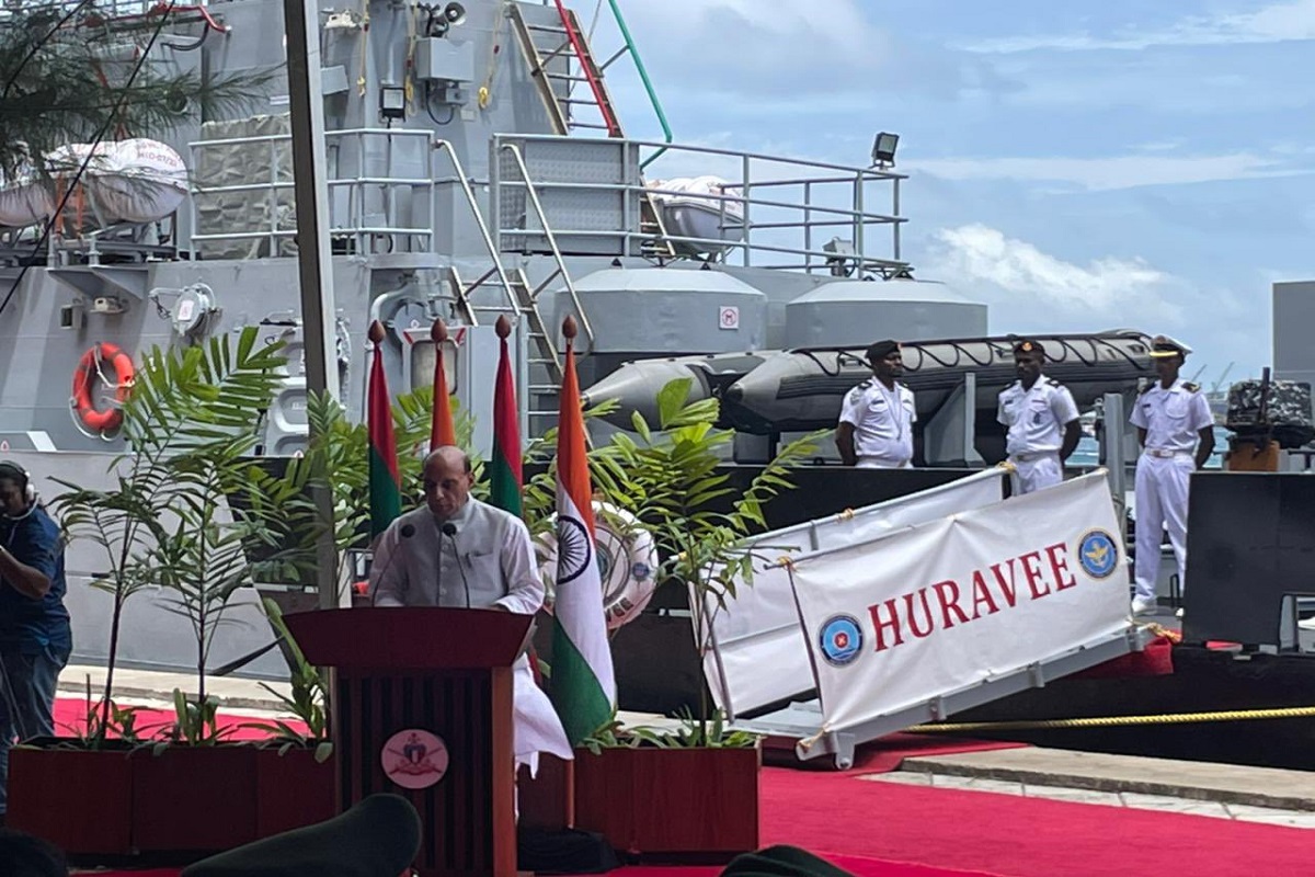 Rajnath hands over fast patrol vessel landing craft assault ship to Maldives