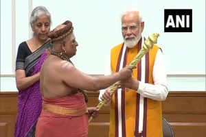 Adheenams hand over ‘Sengol’ to PM Modi on eve of new Parliament building inauguration