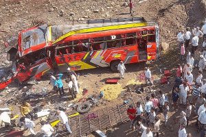 25 killed as bus falls off bridge into dry rocky river in MP