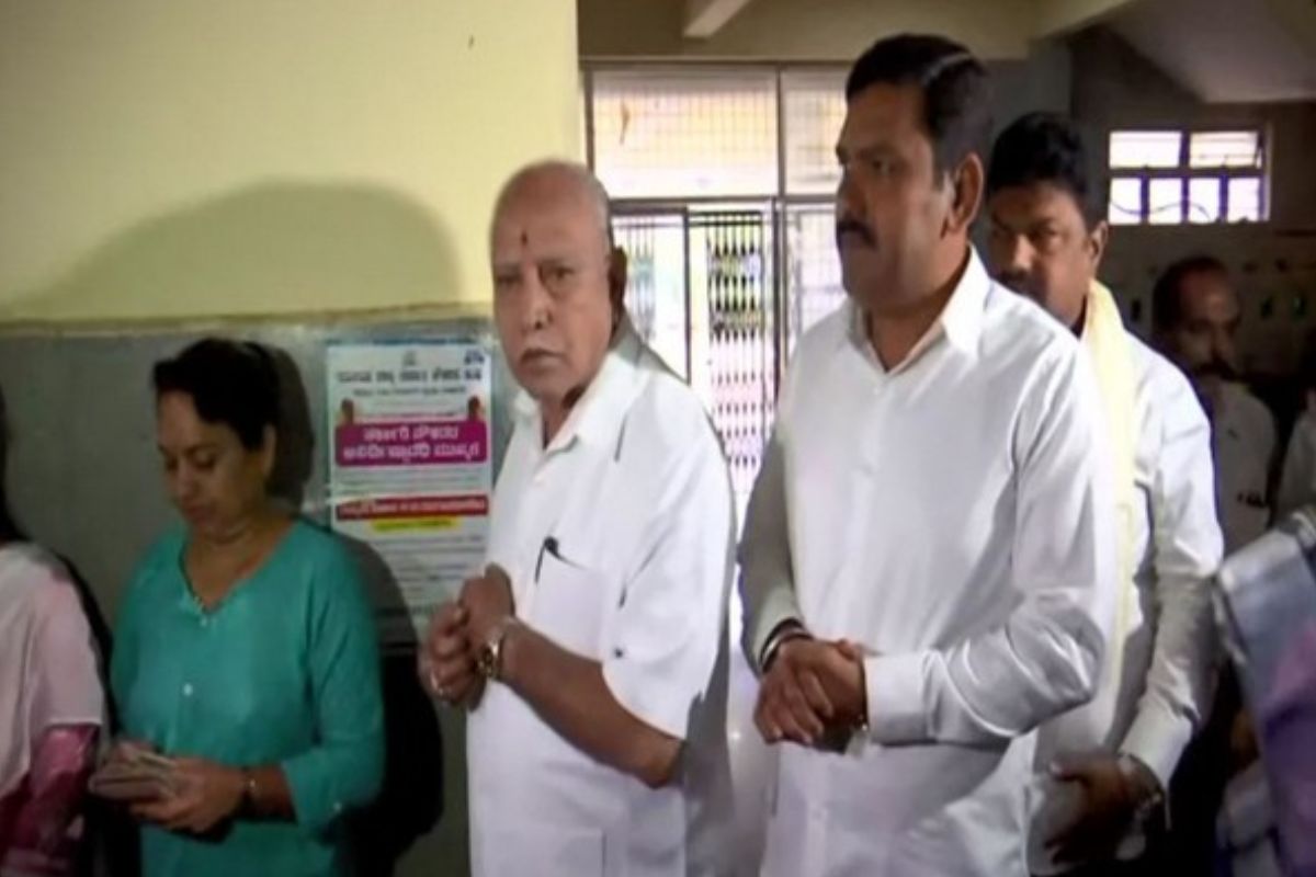 Karnataka Assembly Polls: Former CM Yediyurappa visits temple before casting vote in Shivamogga