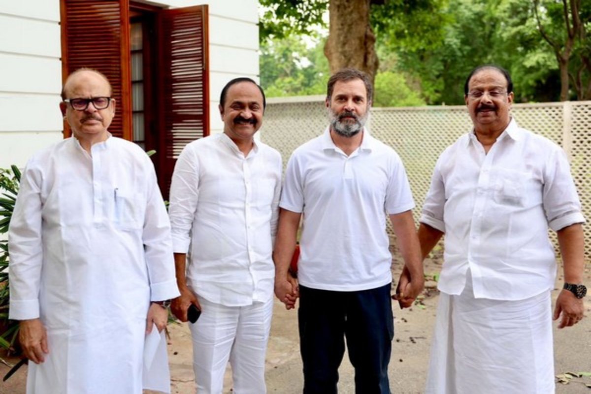 Kerala: KPCC president K Sudhakaran, opposition leader VD Satheesan meets Rahul Gandhi
