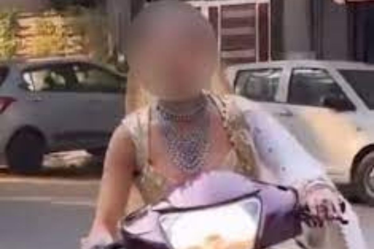 Bride-to-be’s helmetless scooter ride goes viral, Delhi Police issue challan