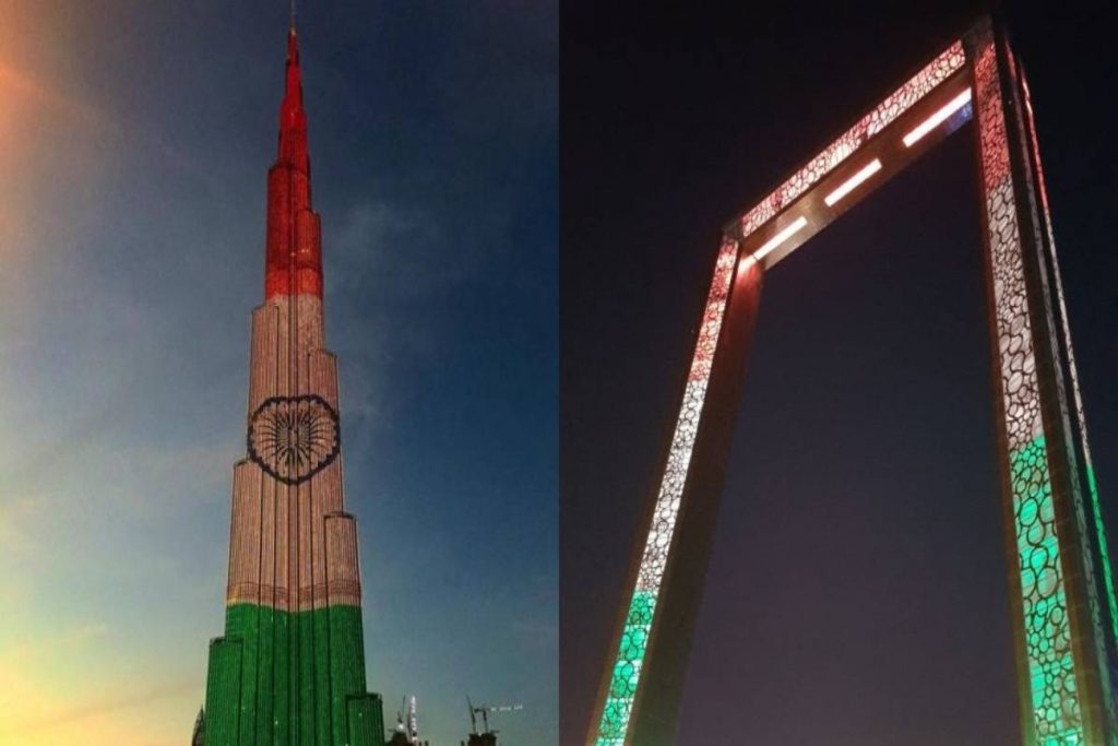 UAE Dubai's Burj Khalifa lit up in colours of Indian flag, PM