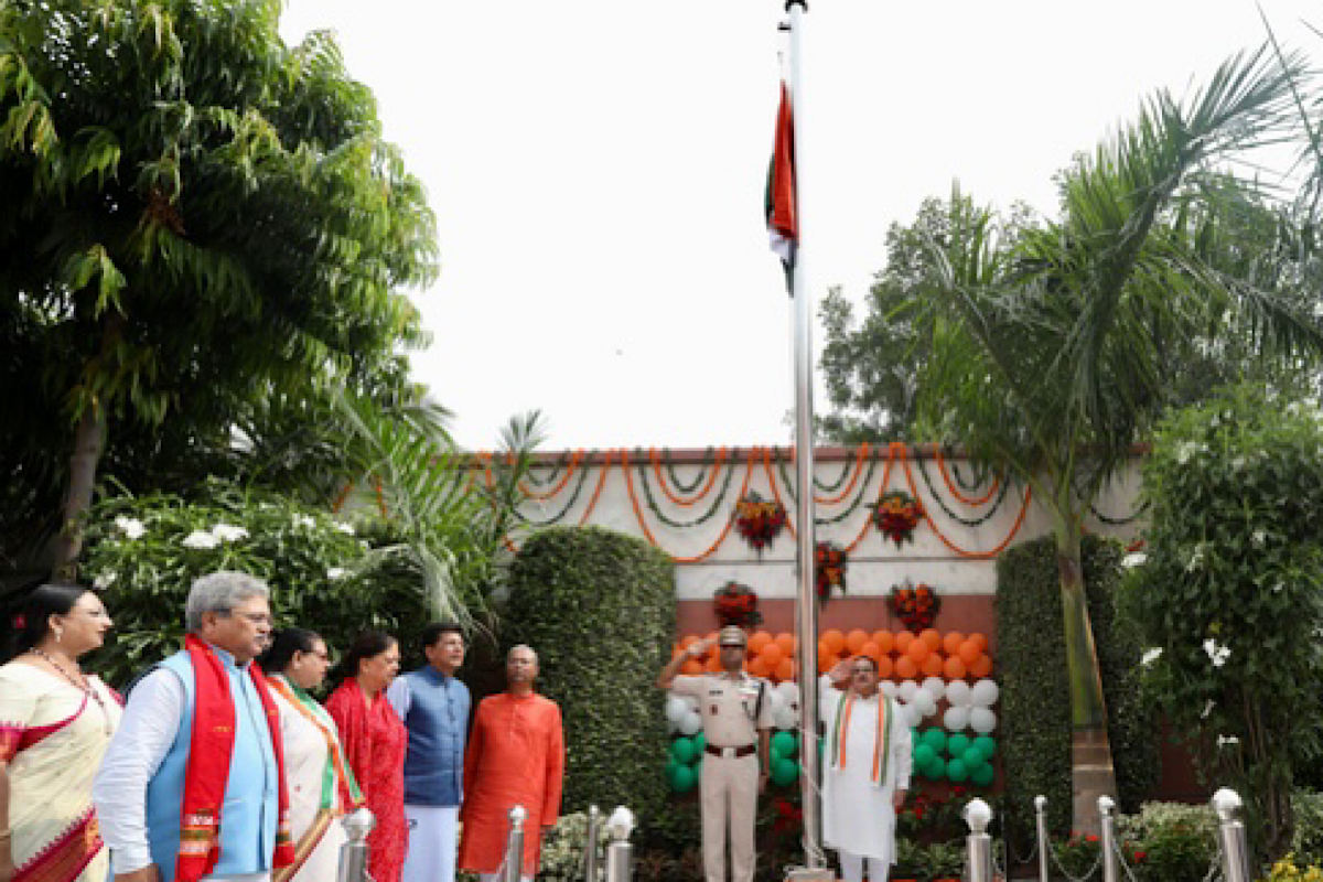 Nadda hoists Tricolour at BJP headquarters
