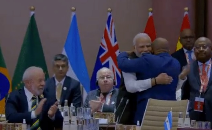 Watch: African Union chief Azali Assoumani hugs PM Modi after G20 permanent membership