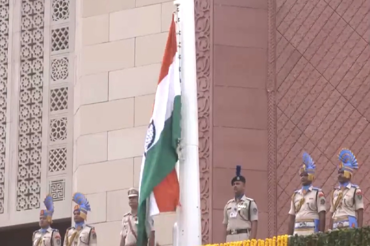 ‘Historic moment’: VP Dhankhar hoists national flag at new Parliament building