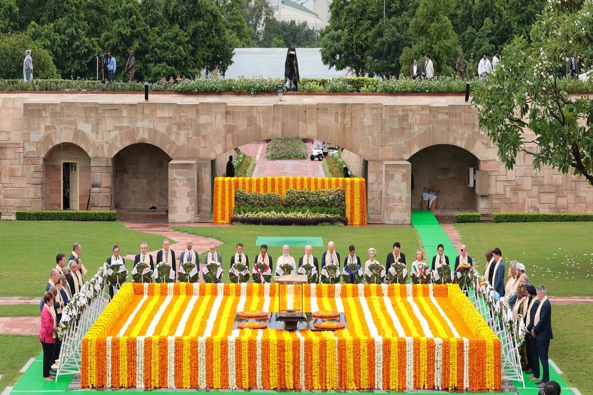 In Pictures: PM Modi, G20 leaders pay their respects to Mahatma Gandhi at Rajghat