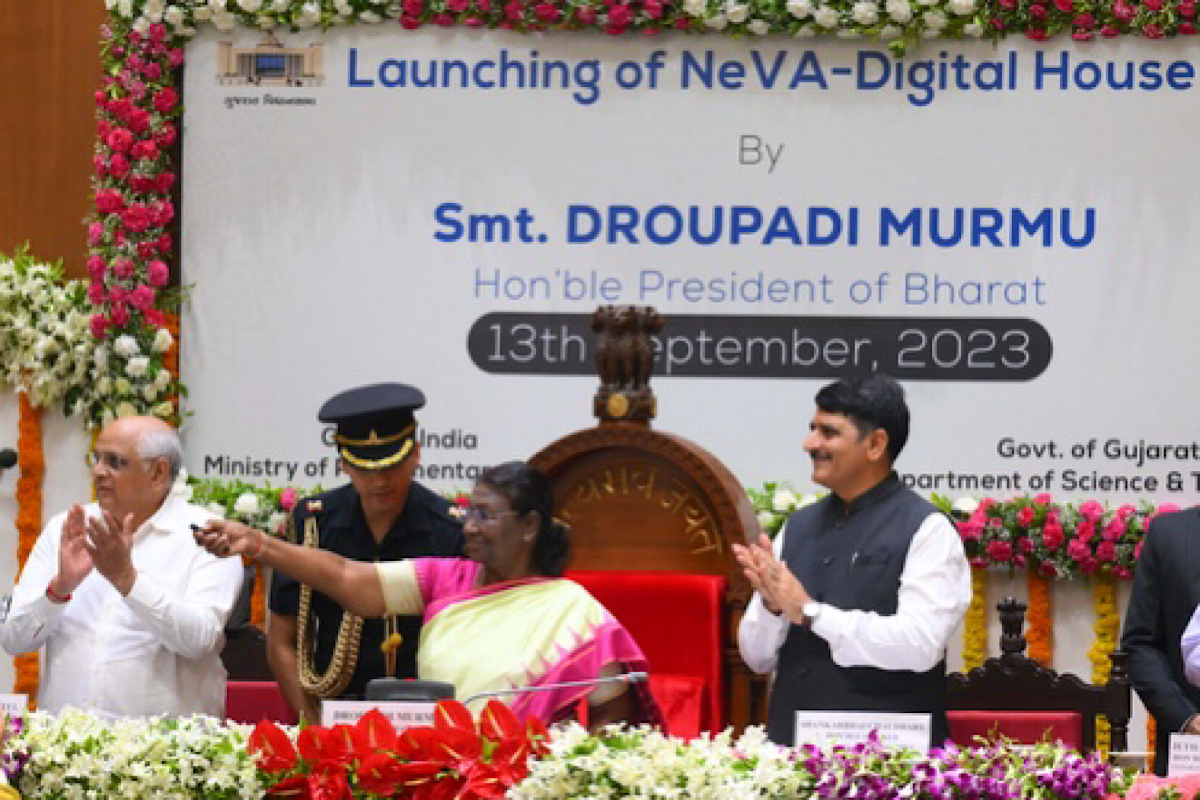 President inaugurates Gujarat Assembly’s NeVA project for paperless proceedings