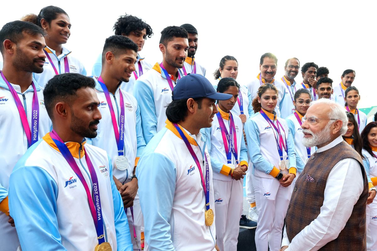 PM Modi interacts with Indian athletes who participated in Asian Games 2022