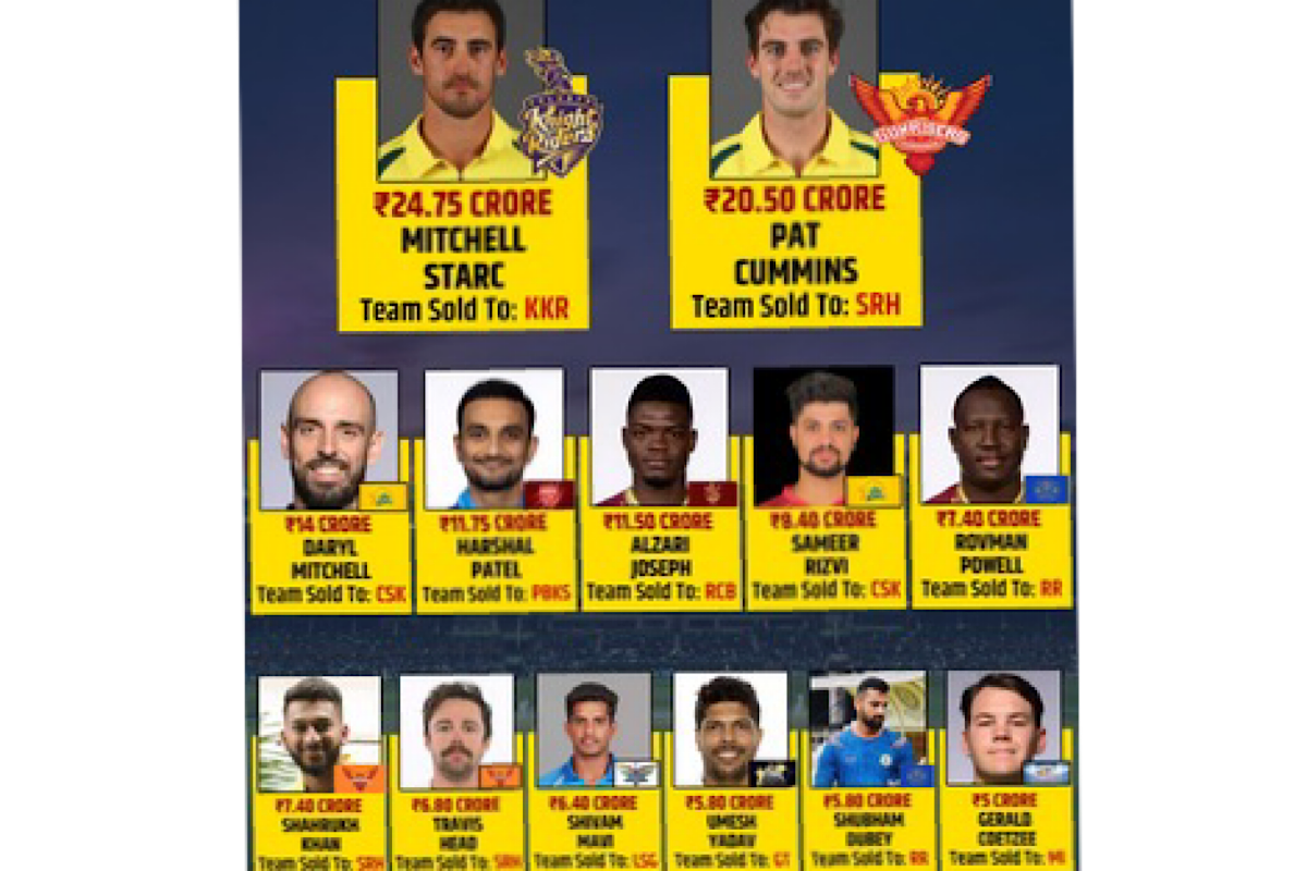 IPL Auction 2024: Starc, Cummins break records as bowlers rule the roost; uncapped Rizvi bags Rs 8.40 cr
