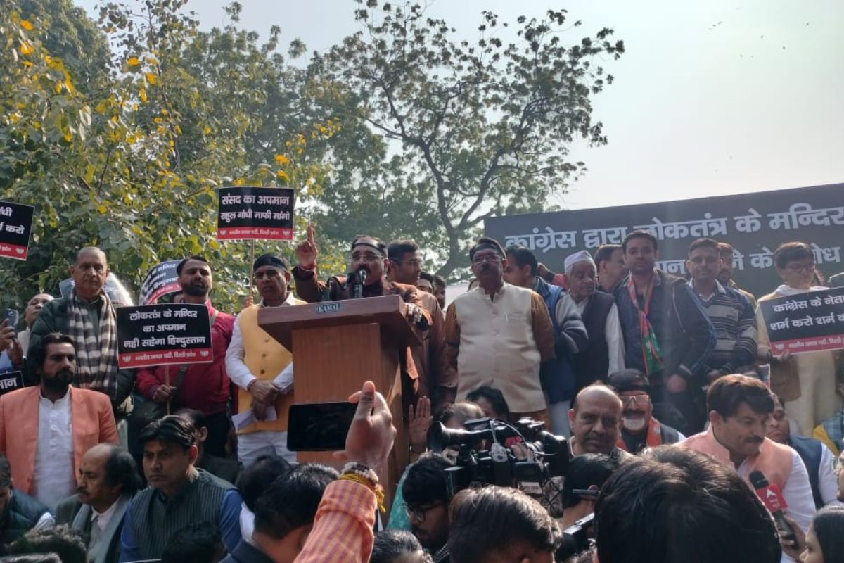 Mimicry row: Delhi BJP stages protest at Jantar Mantar against Oppn