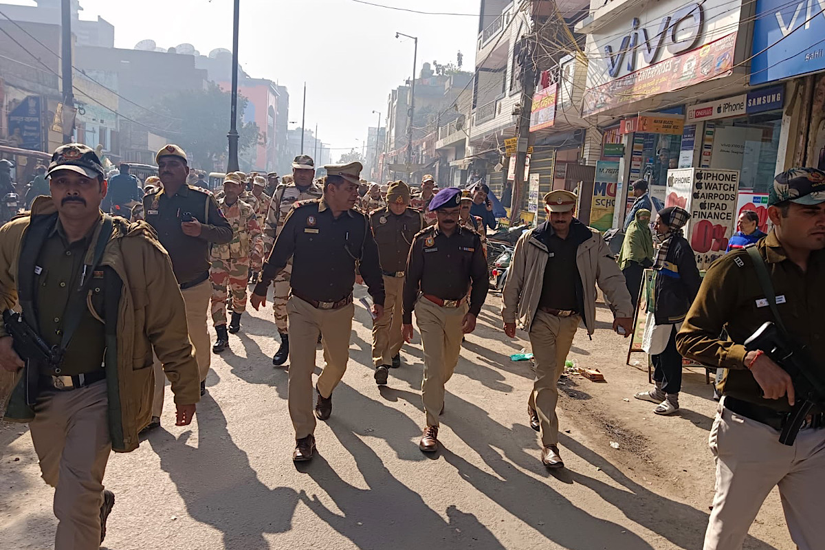 Delhi Police flag march in North East district ahead of R-Day