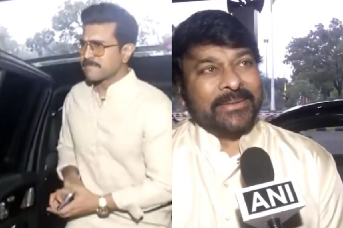 Ram Charan, Chiranjeevi arrive in Ayodhya for Ram Mandir Pran Pratishtha ceremony