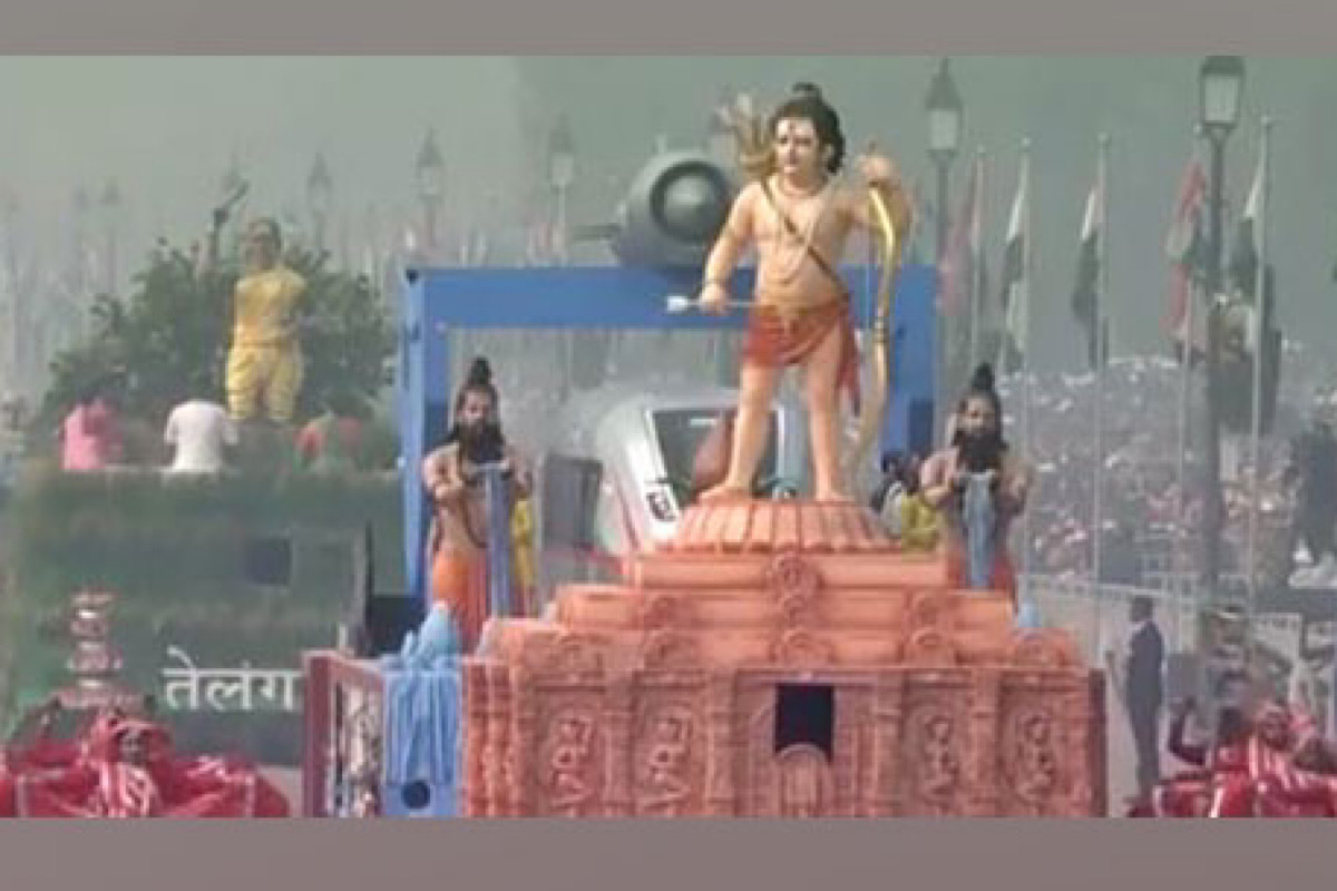 Uttar Pradesh tableau symbolising Lord Ram Lalla’s Pran Pratishtha takes part in Republic Day Parade