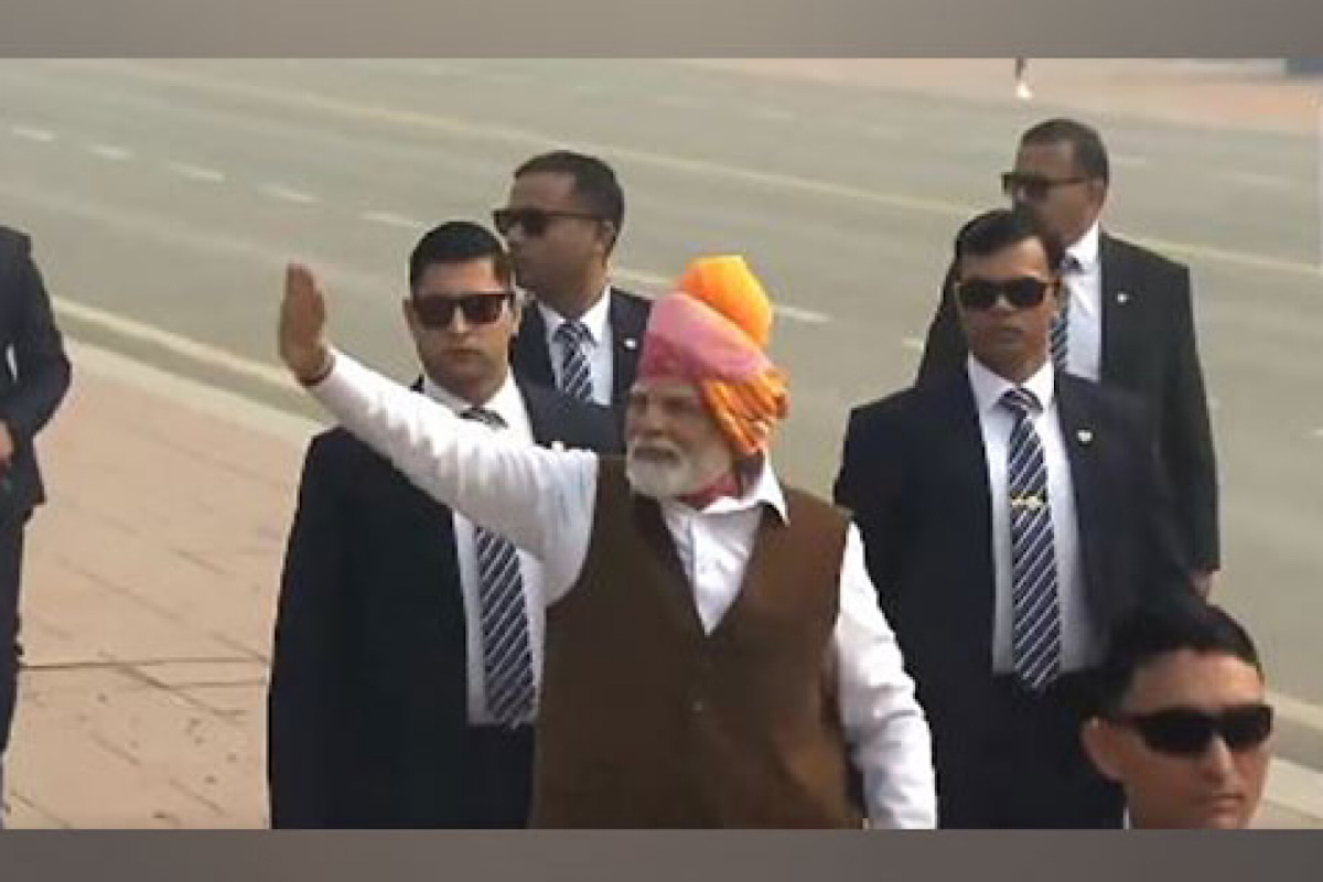 PM Modi waves at people on Kartavya Path after conclusion of 75th Republic Day parade