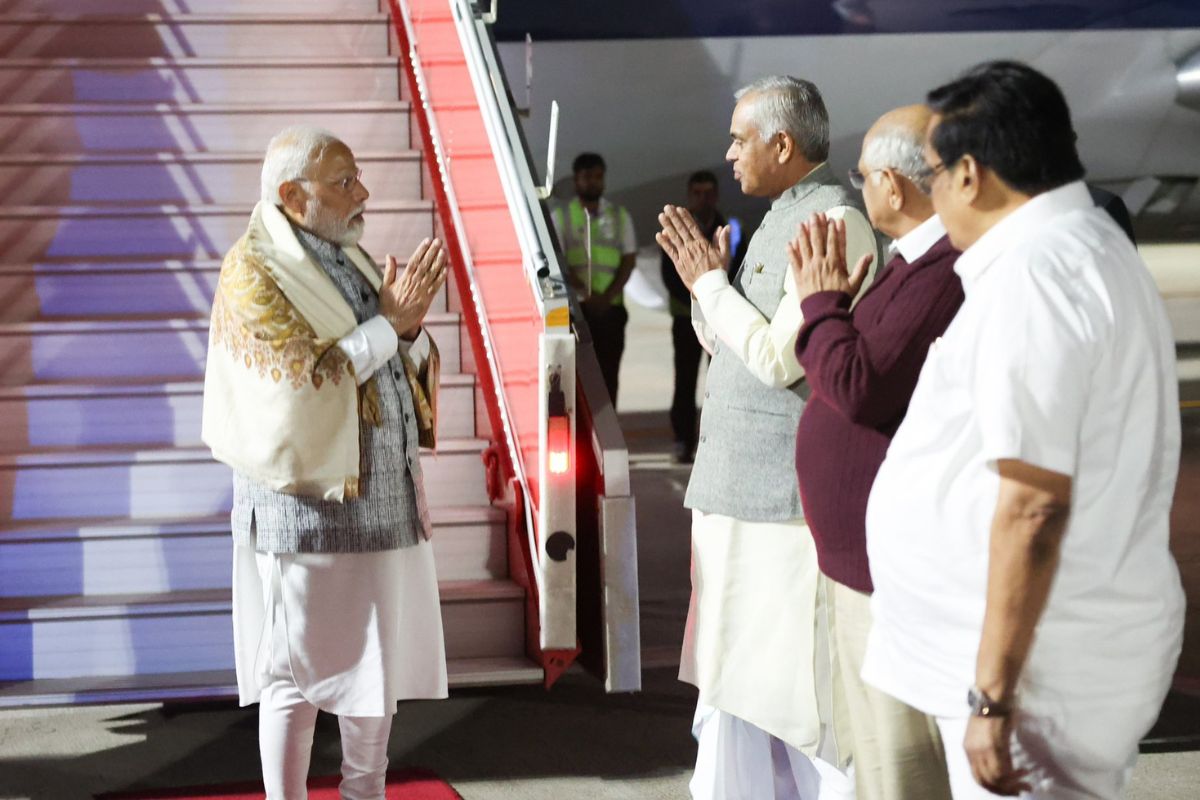 PM Modi lands in Ahmedabad for Vibrant Gujarat Summit