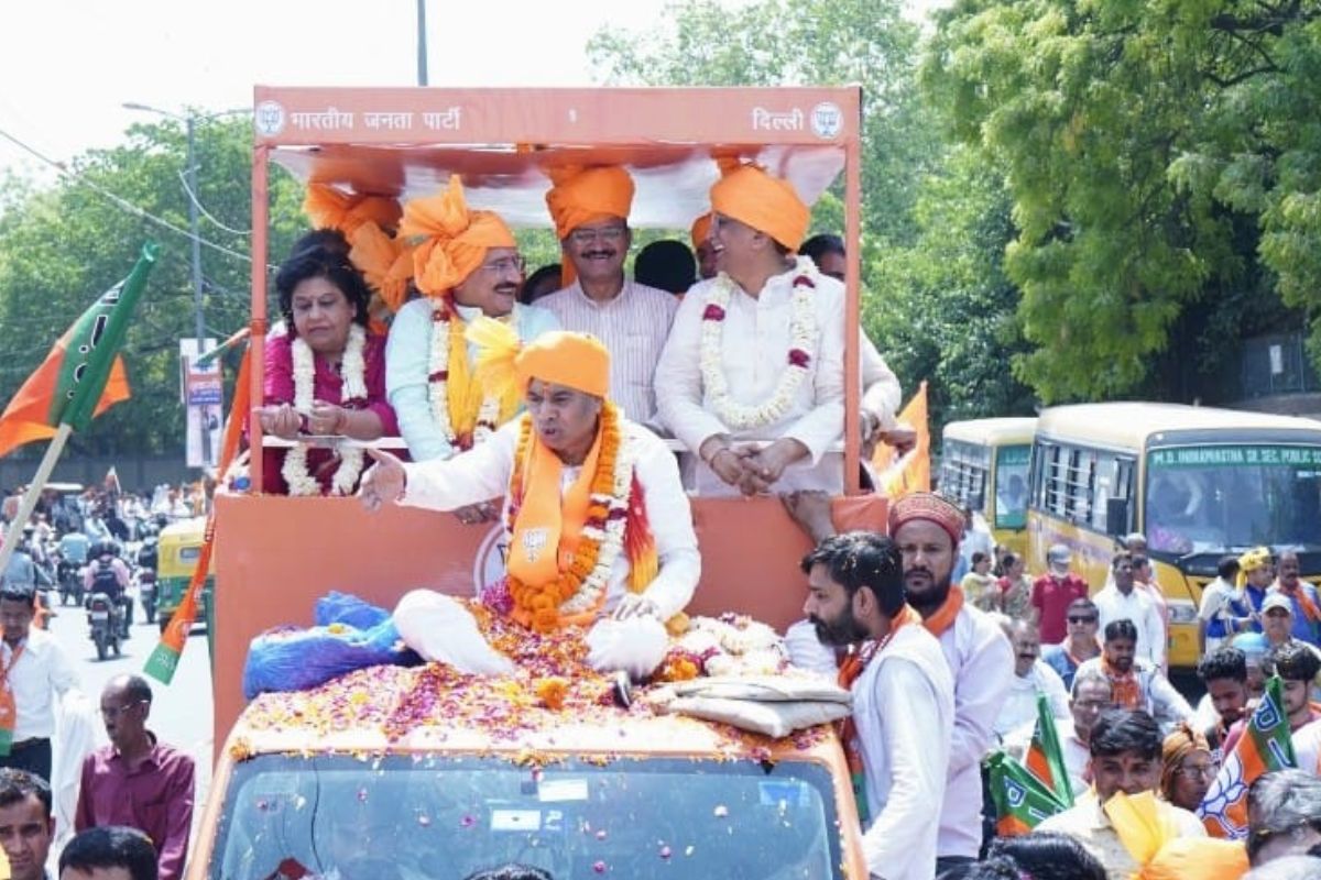 BJP’s candidate for North-West Delhi Yogendra Chandolia holds roadshow
