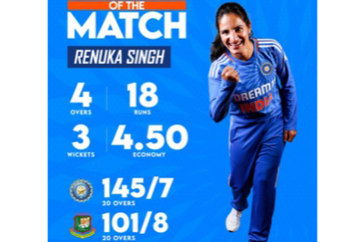 Yastika, Renuka Thakur star in India’s 44-run win over Bangladesh in T20I series opener