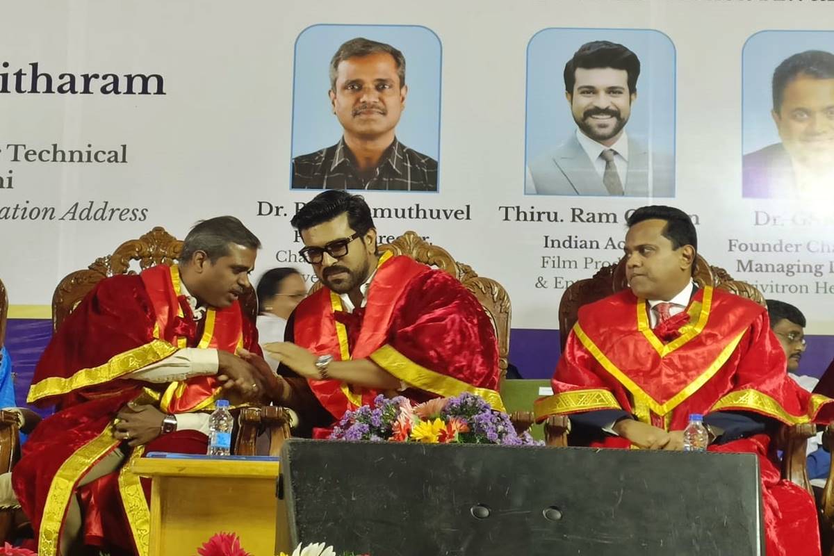 Ram Charan honored with doctorate from Vels University