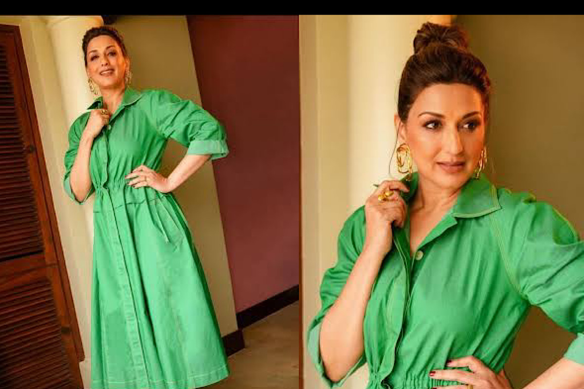 Sonali Bendre exudes cool chic vibe with all-green look, edgy heels, top-notch bun