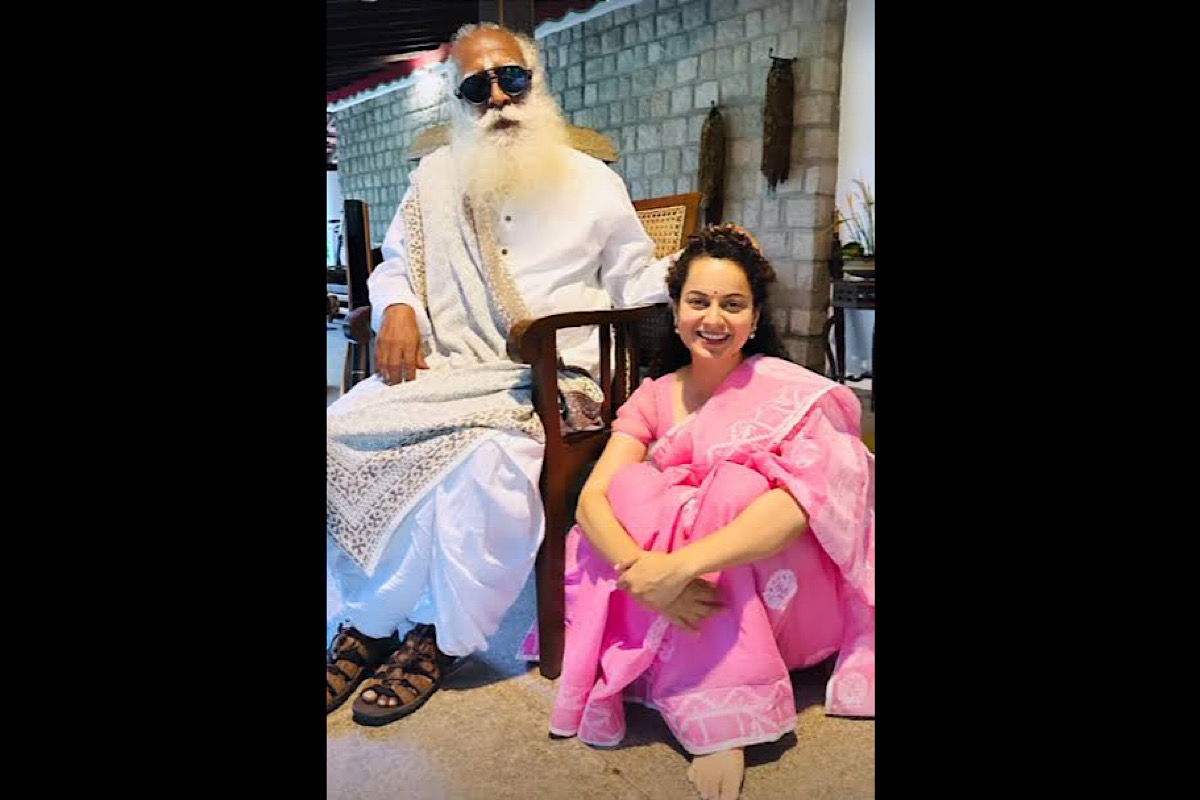 ‘My happy place’: Kangana calls on Sadhguru at Isha Foundation in Coimbatore