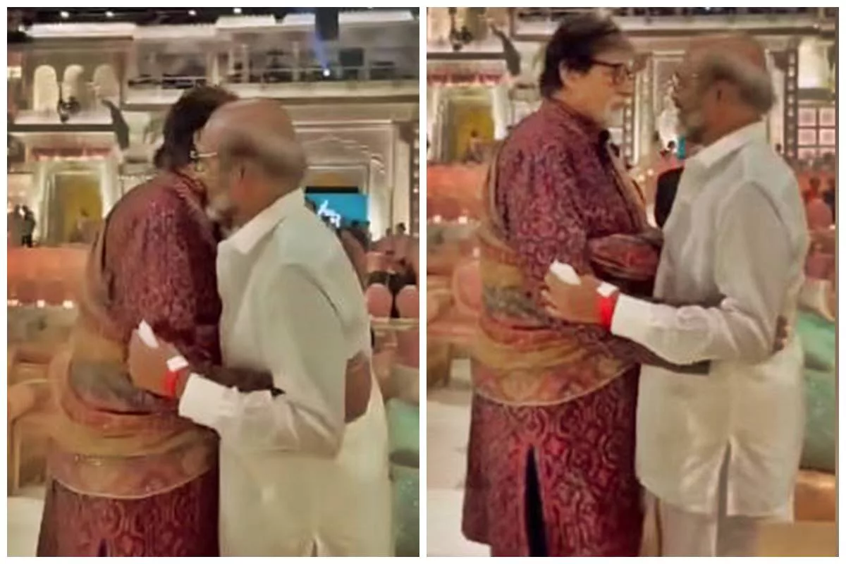 Amitabh Bachchan and Rajinikanth share heartfelt moment at Ambani wedding