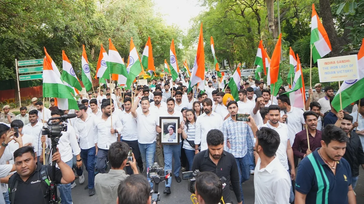 NSUI takes out Shakti march in honour of Indira Gandhi’s leadership, valour of Armed forces