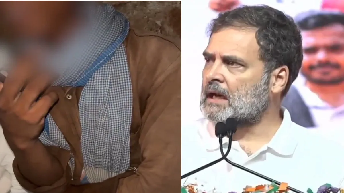 Rahul interacts with kin of tribal gang rape victim in MP