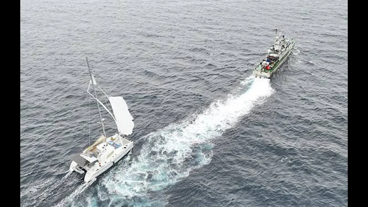 ICG ship Rajveer rescues US sailing vessel with 2 crew members stranded at south-east of Indira Point