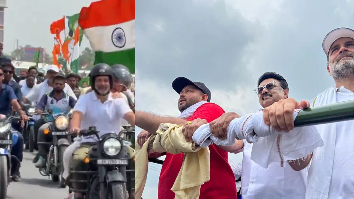 Voter Adhikar Yatra: Rahul Gandhi, Tejashwi Yadav lead bike rally in Darbhanga; Priyanka rides pillion, Stalin joins event