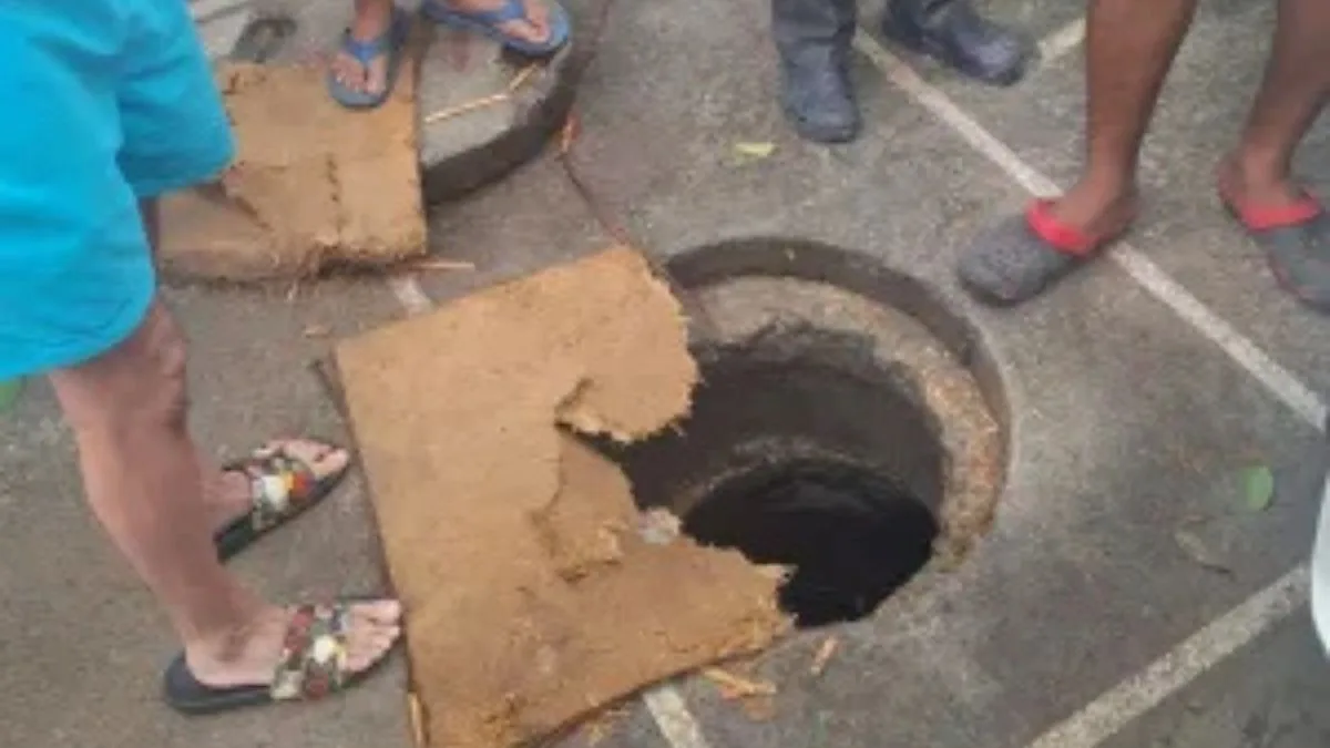 7-year-old crawls out safely after falling into open sewer while playing