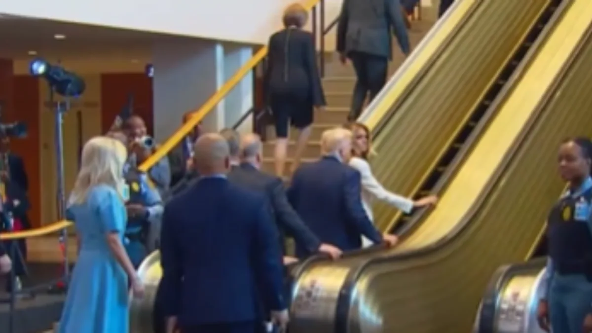 UN escalator stalls as Donald Trump, wife Melania step on it; White House demands probe
