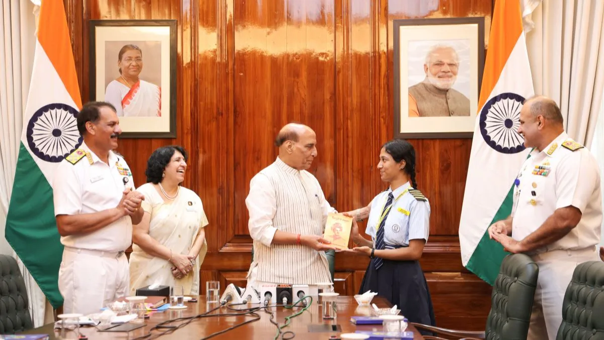 Defence Minister Interacts with Navy Children School Students at South Block