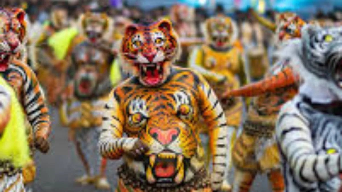 Human tigers mesmerize Thrissur with vibrant Pulikali