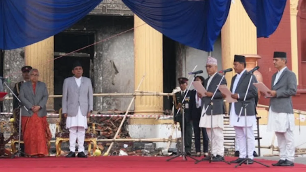 Nepal interim government holds oath ceremony for three ministers at ruined office