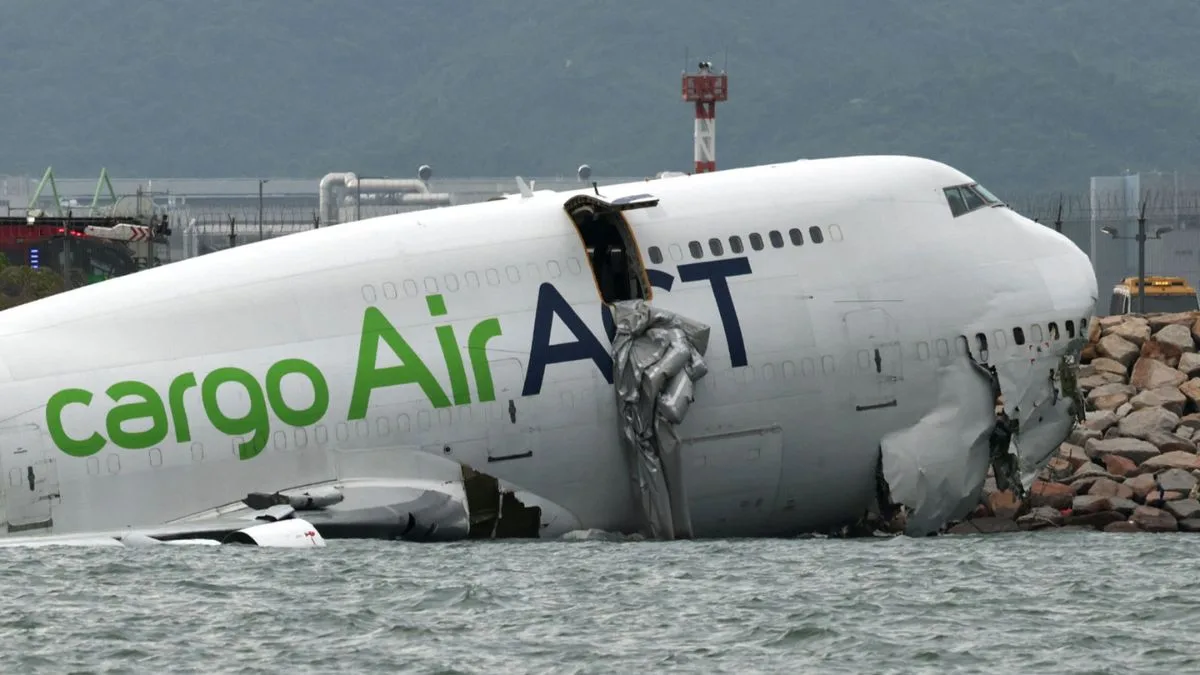 Cargo Plane veers off Hong Kong airport runway, 2 dead