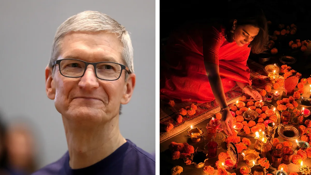 Tim Cook, Apple CEO, wishes Diwali with a glowing iPhone 17 Pro Max image