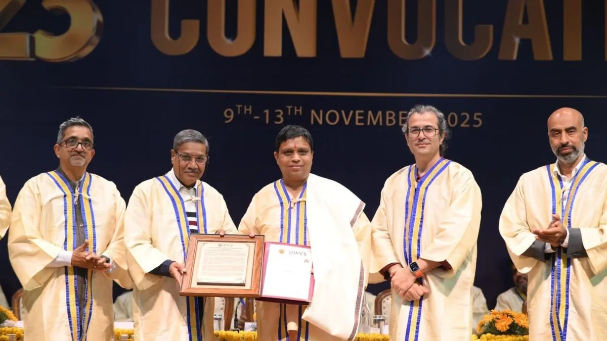 Acharya Balkrishna honoured with PhD honorary degree at UPES convocation