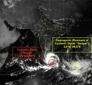 Cyclone Ditwah and Deep Depression: IMD satellite picture