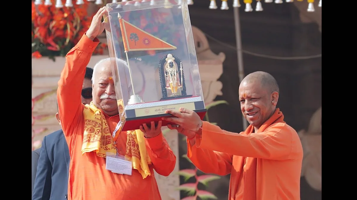 ‘Build a Bharat that offers truth to the world’ in the name of Ram Lalla : Mohan Bhagwat at Dharma Dhwaj ceremony