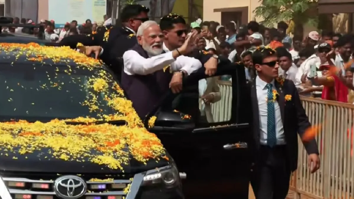 PM Narendra Modi’s roadshow paints Udupi saffron