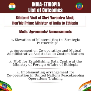 List of Outcomes: Bilateral Visit of PM to Ethiopia